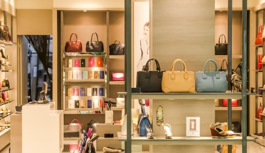 assorted color leather bag display inside room