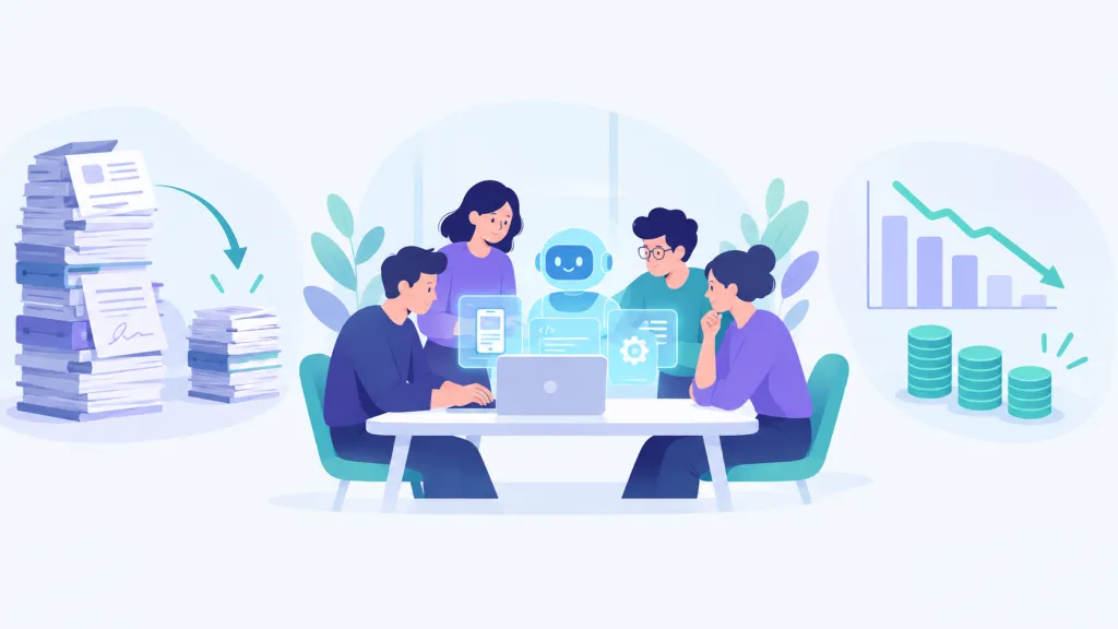 AI CoE が内製で外注費を減らすイメージ